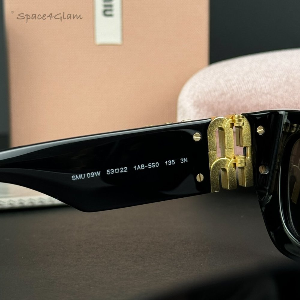 Miu Miu Women Sunglasses Black Grey Rectangle MU09WS GLIMPSE 1AB5S0 BRAND NEW - Picture 9 of 13